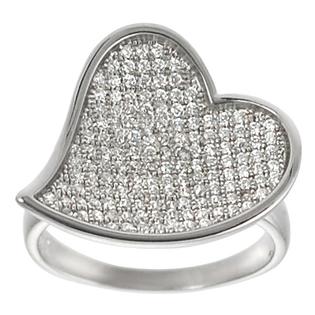 Tressa Tressa Sterling Silver Pave-set Cubic Zirconia Heart Ring Tressa Tressa Sterling Silver Pave-set Cubic Zirconia Heart Ring