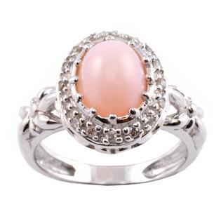 Michael Valitutti Michael Valitutti 14k Gold Pink Opal and 1/8ct TDW Diamond Ring (I-J, I1-I2) Michael Valitutti Michael Valitutti 14k Gold Pink Opal and 1/8ct TDW Diamond Ring (I-J, I1-I2)