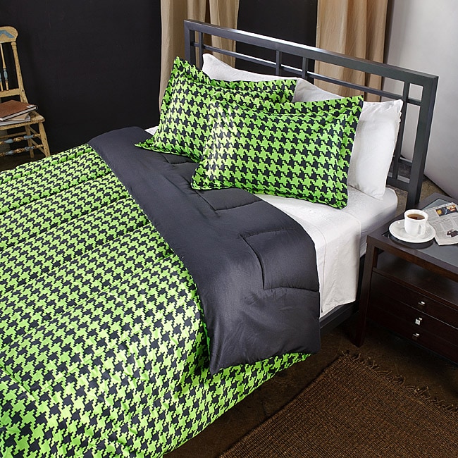 Upc 806222452180 Divatex Home Fashions Houndstooth Comforter Set Upc 806222452180 Image For Lime Black Houndstooth King Size 3 Piece Comforter