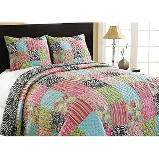  Zebra Patchwork Reversible 3-piece Quilt Set  Zebra Patchwork Reversible 3-piece Quilt Set