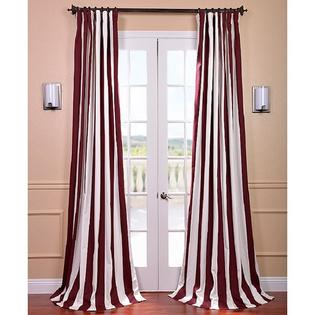 EFF Cabana Burgundy Stripe Cotton Curtain Panel EFF Cabana Burgundy Stripe Cotton Curtain Panel