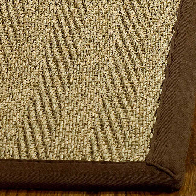 Overstock.com Hand-woven Diamonds Natural/ Medium Brown Seagrass Rug (8' x 10') at Sears.com