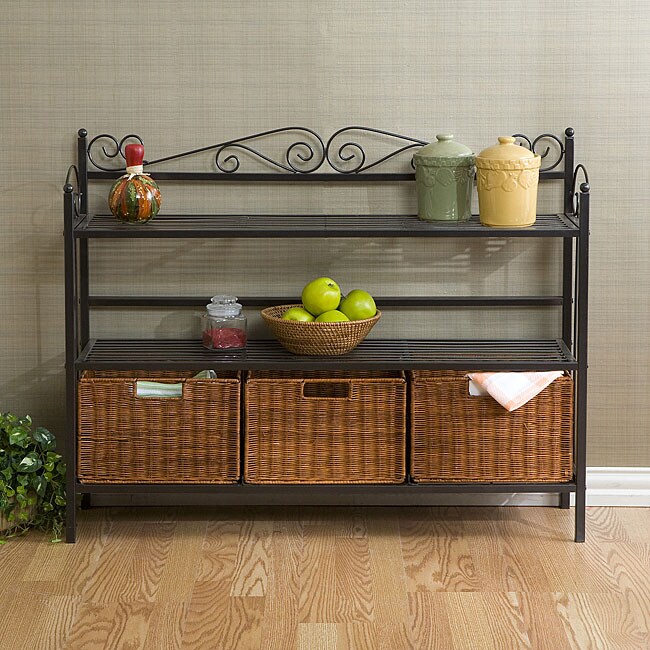 Overstock.com Baker's Rack with Three Rattan Drawers at Sears.com