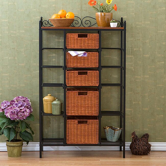 Overstock.com Storage Shelves with Rattan Baskets at Sears.com