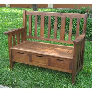 International Caravan 3-drawer Large Acacia Bench with Arms International Caravan 3-drawer Large Acacia Bench with Arms
