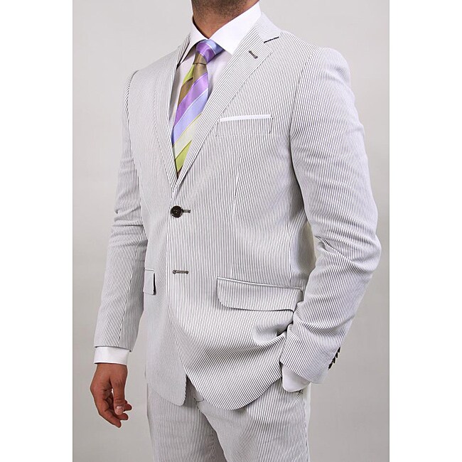Overstock.com Ferrecci Men's Olive Pin Stripe Cotton 2-button Suit at Sears.com