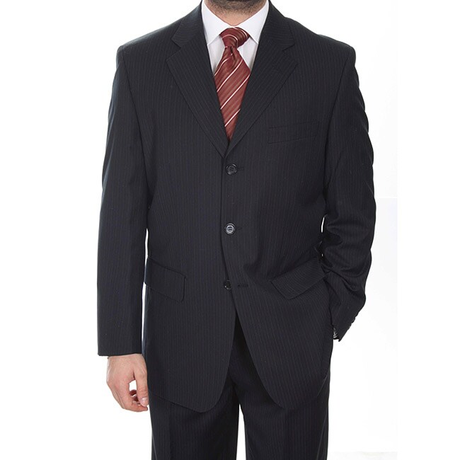 Overstock.com Ferrecci Men's Black Pinstripe 3-button Suit at Sears.com