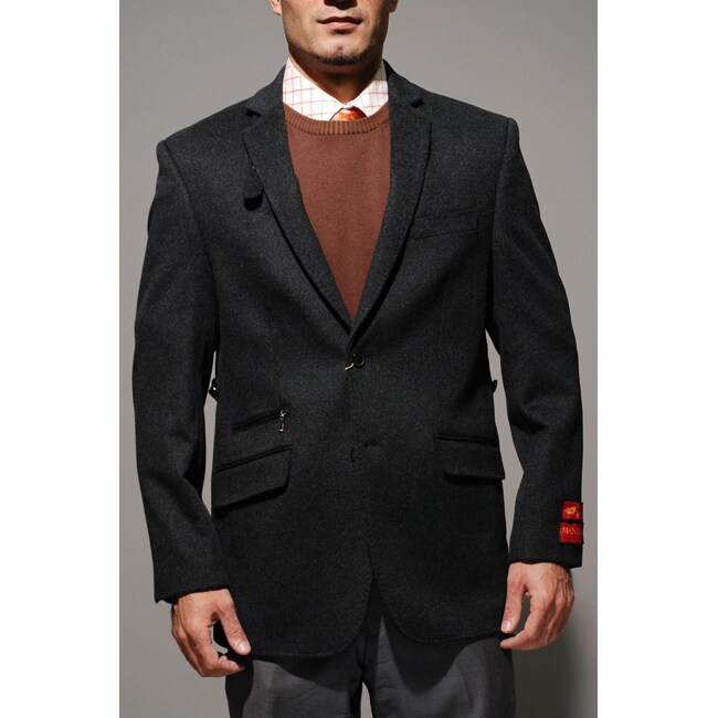 Overstock.com Mantoni Men's Charcoal Wool and Cashmere Single-breasted Jacket at Sears.com