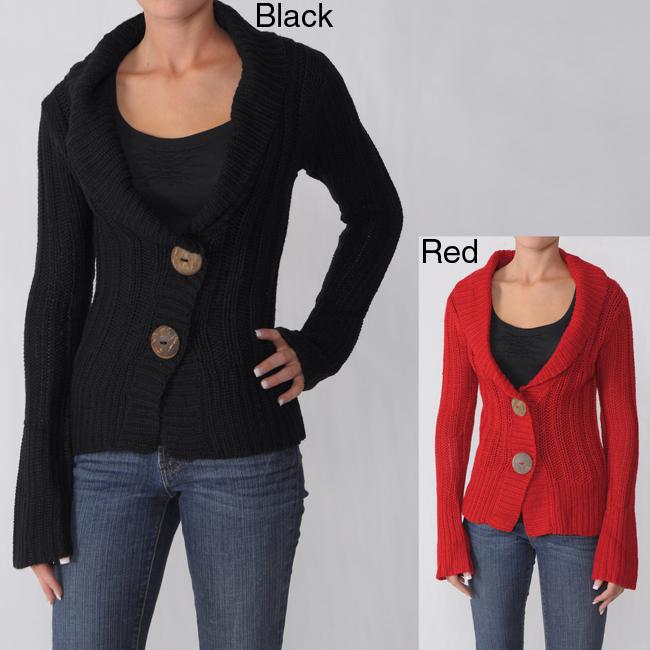 Overstock.com Ci Sono by Adi Junior's Shawl Collar Two-button Ribbed Cardigan at Sears.com