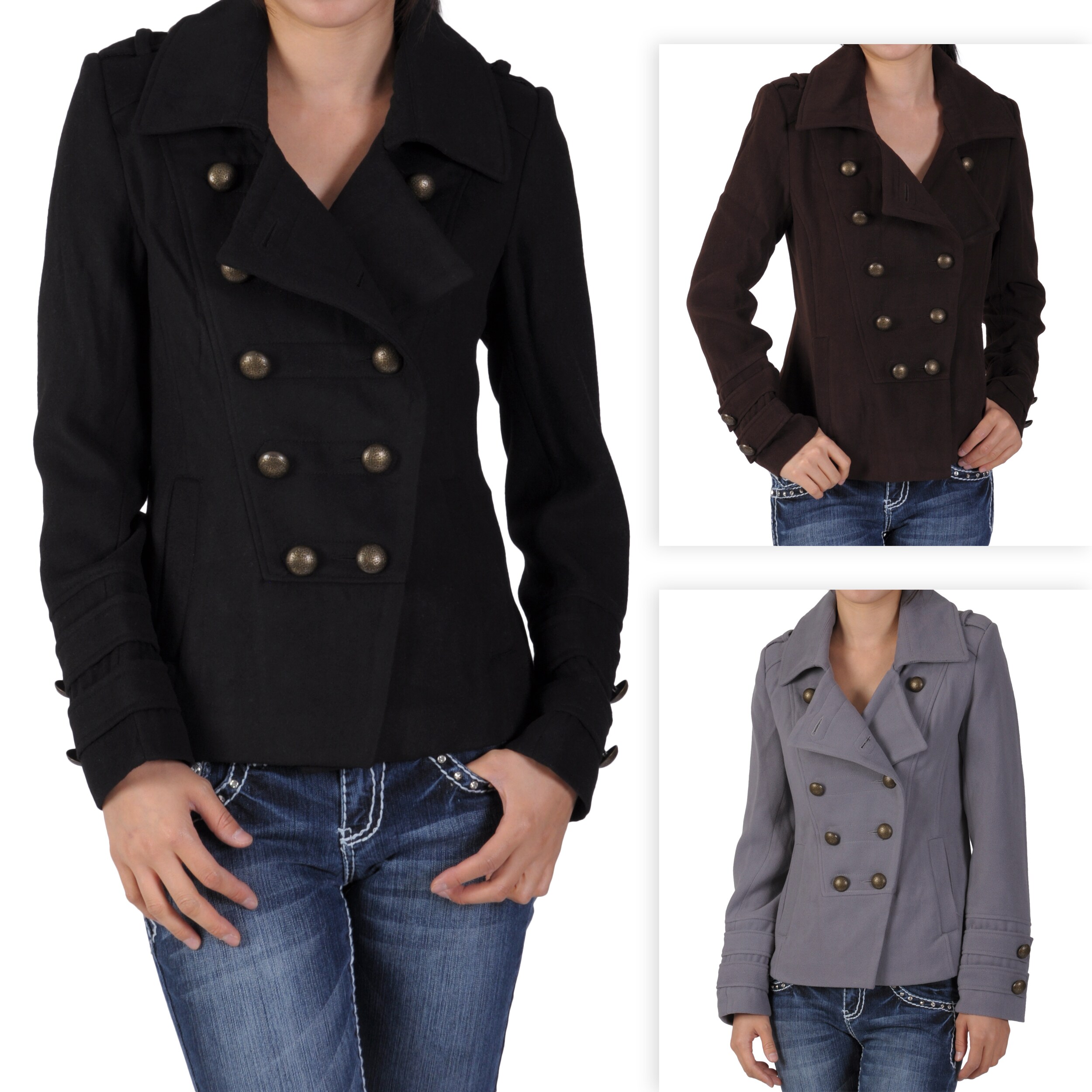 Overstock.com Ci Sono by Journee Junior's Military-inspired Double-breasted Coat at Sears.com