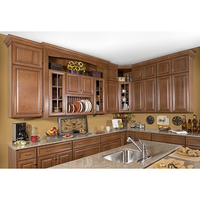 Overstock.com Honey Stain/Chocolate Glaze Wall Kitchen Cabinet (30 x 42) at Sears.com