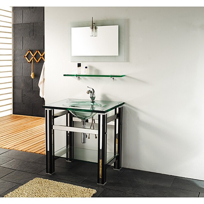 Overstock.com Solid Oak Coffee Brown 31.5-Inch Bathroom Vanity at Sears.com
