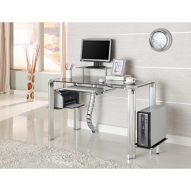 Overstock Desk on Overstock Com Innovex Clear Glass Computer Desk At Sears Com