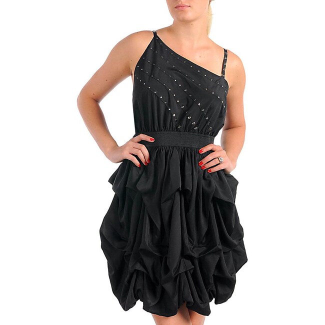 Overstock.com Stanzino Women's Plus Size Black Ruffle Stud-embellished Dress at Sears.com