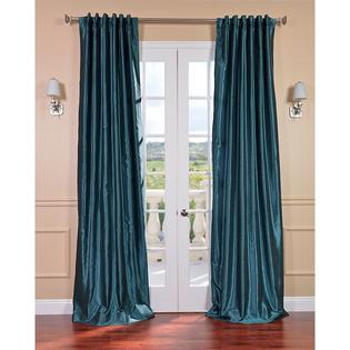 EFF Peacock Vintage Faux Textured Dupioni Silk Curtain Panel EFF Peacock Vintage Faux Textured Dupioni Silk Curtain Panel