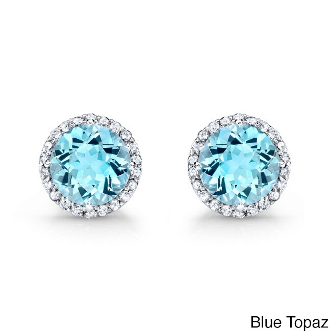 ...  Round Gemstone and 58ct TDW Diamond Earrings (J-K, I2-I3