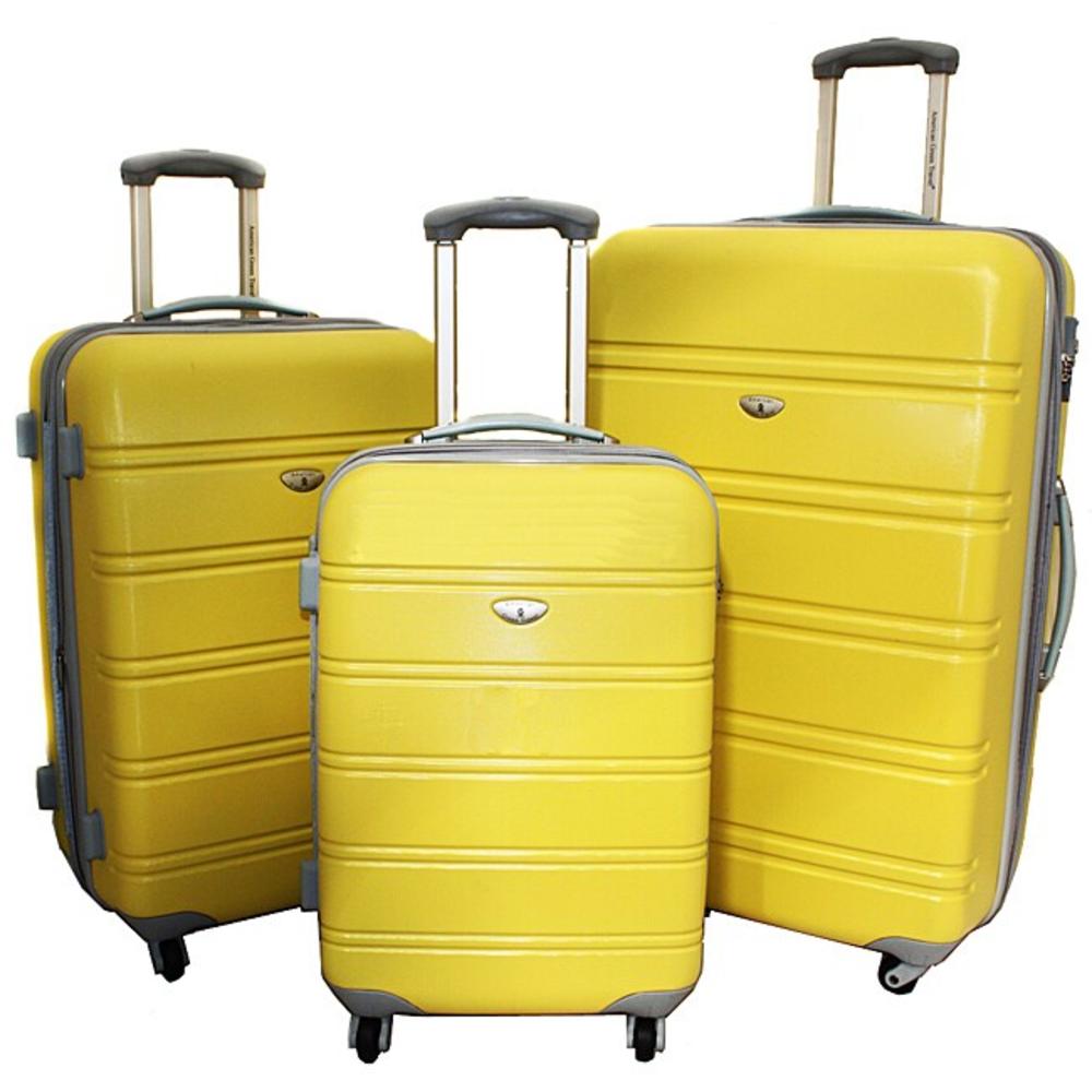 American Green Yellow Travel 3-piece Lightweight Expandable Hardside Spinner Luggage Set