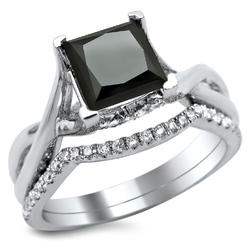noori collection noori 14k white gold 2 110ct black and white princess - Black Diamond Wedding Ring Sets noori collection noori 14k white gold 2 110ct black and white princess - Black Diamond Wedding Ring Sets