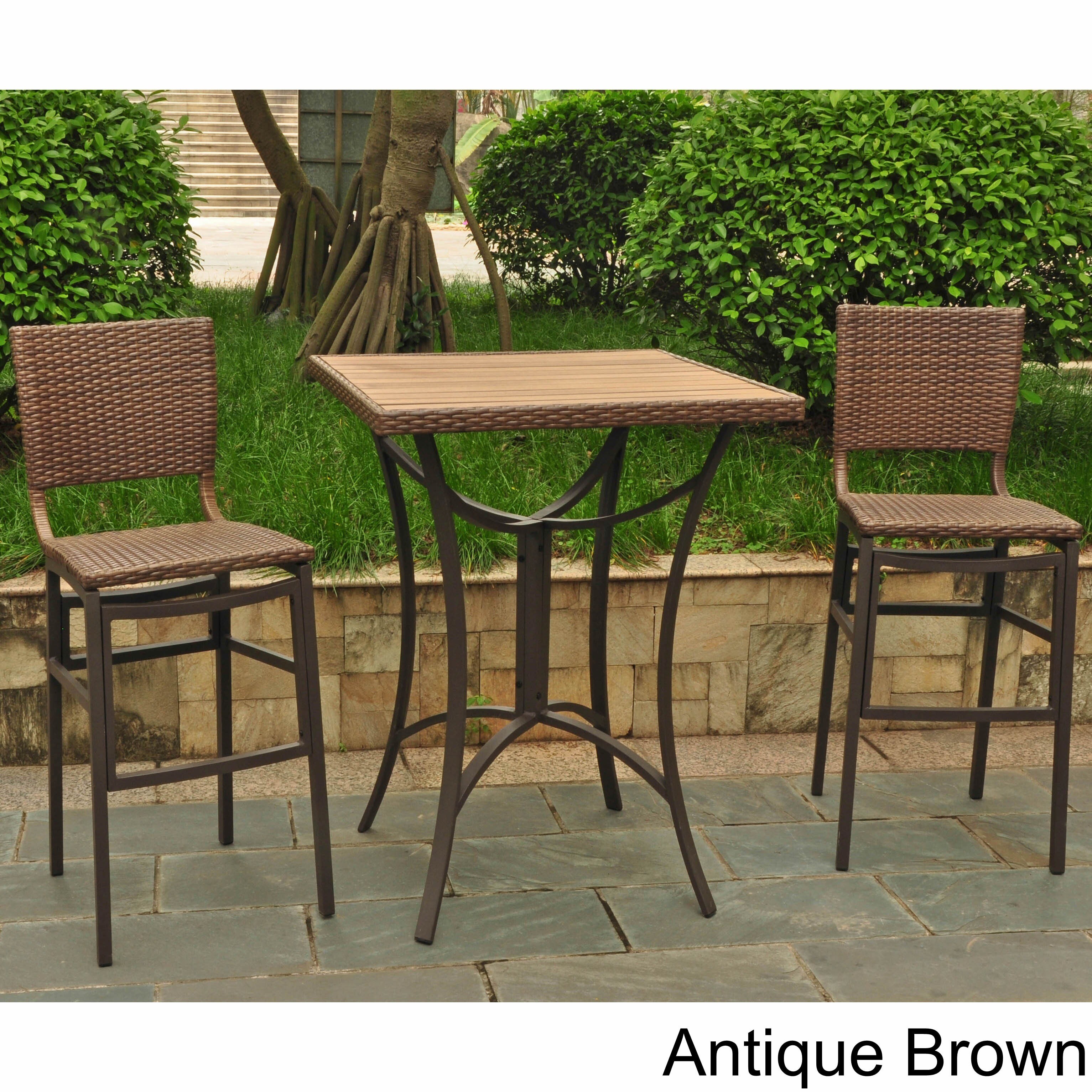 Patio Bar Height Bistro Set International Caravan Barcelona Resin Wicker Aluminum Bar Height Patio Bistro Set Of