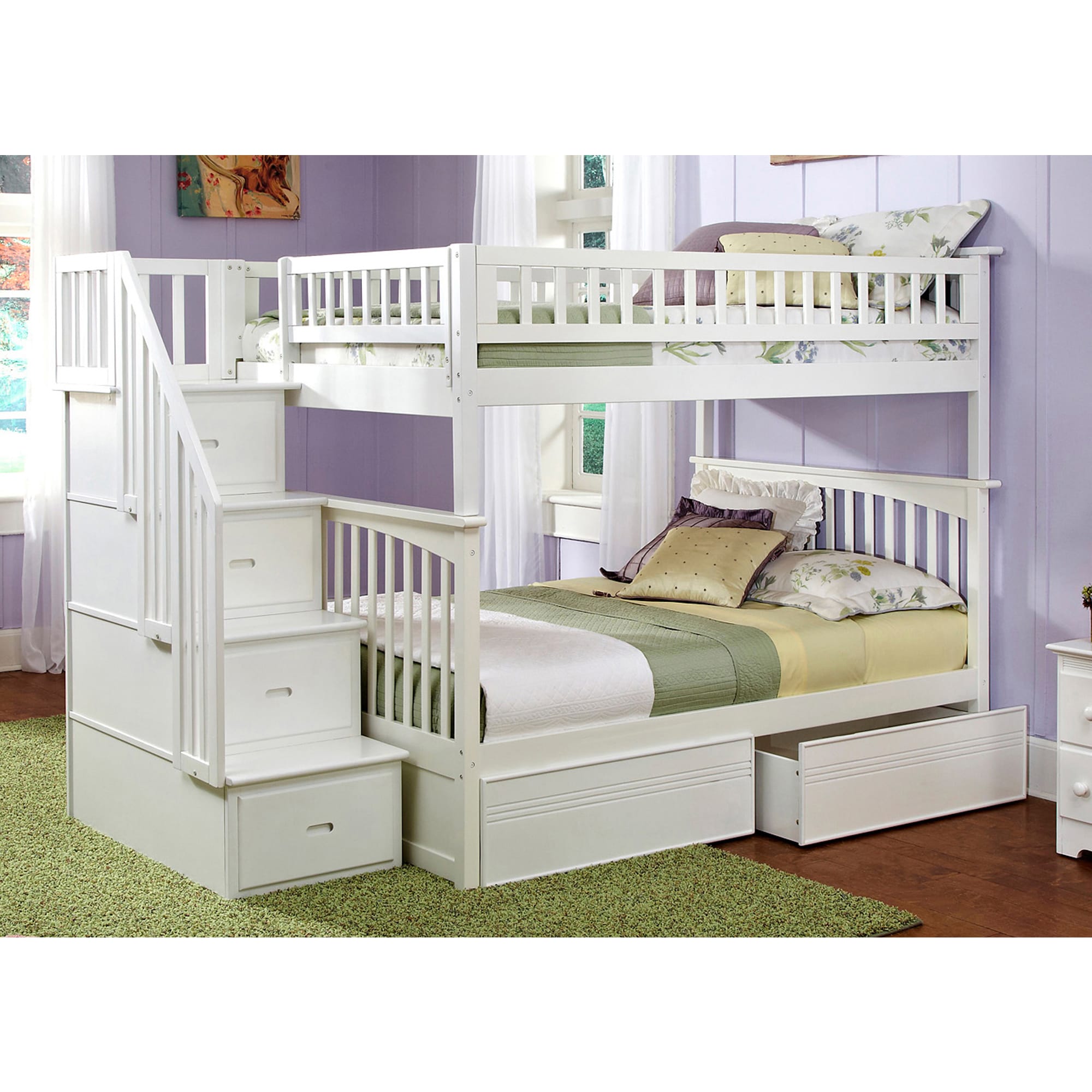 Toddler Beds On Kmart Atlantic Furniture Columbia Staircase Bunk Bed Full Over With Flat Panel Drawers In White