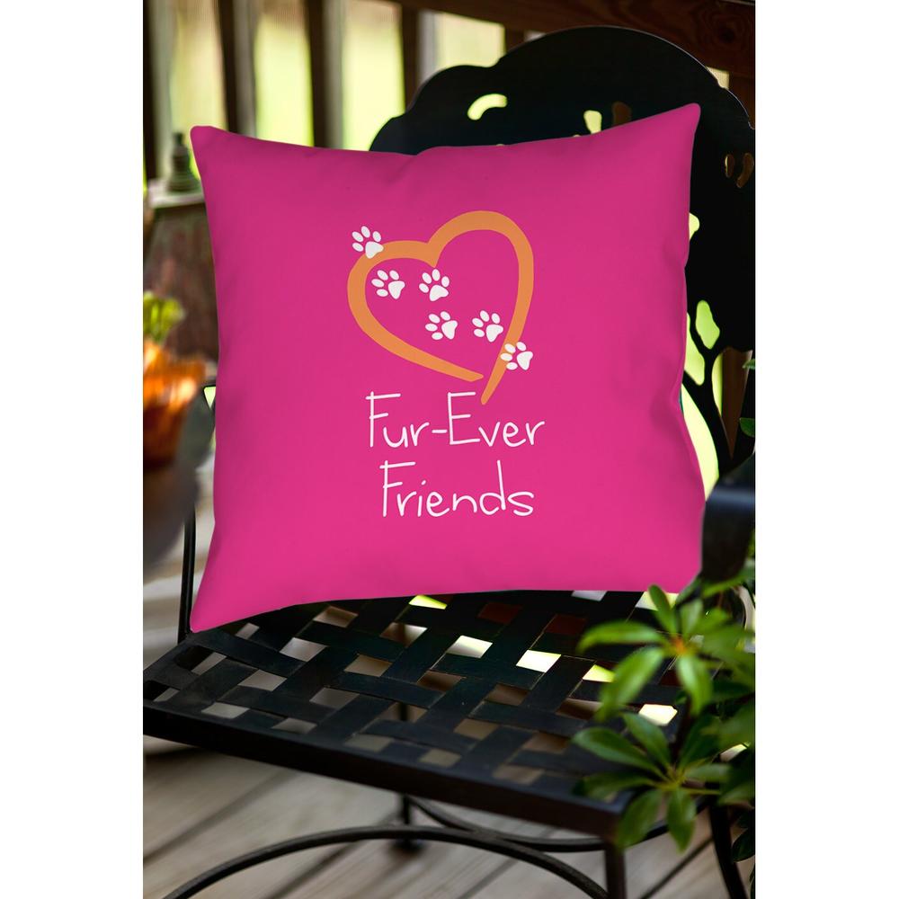 Thumbprintz Forever Friends Pink Indoor/ Outdoor Throw Pillow