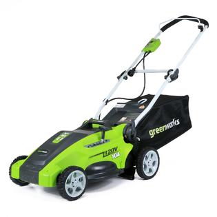 lawn mower amp corded greenworks inch