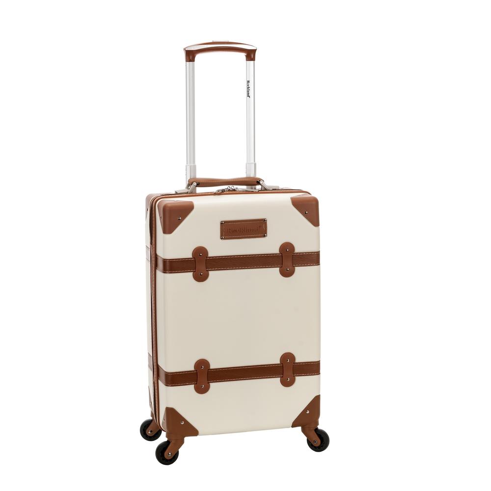 Rockland  20-inch Vintage Trunk Carry On Spinner Upright Luggage White