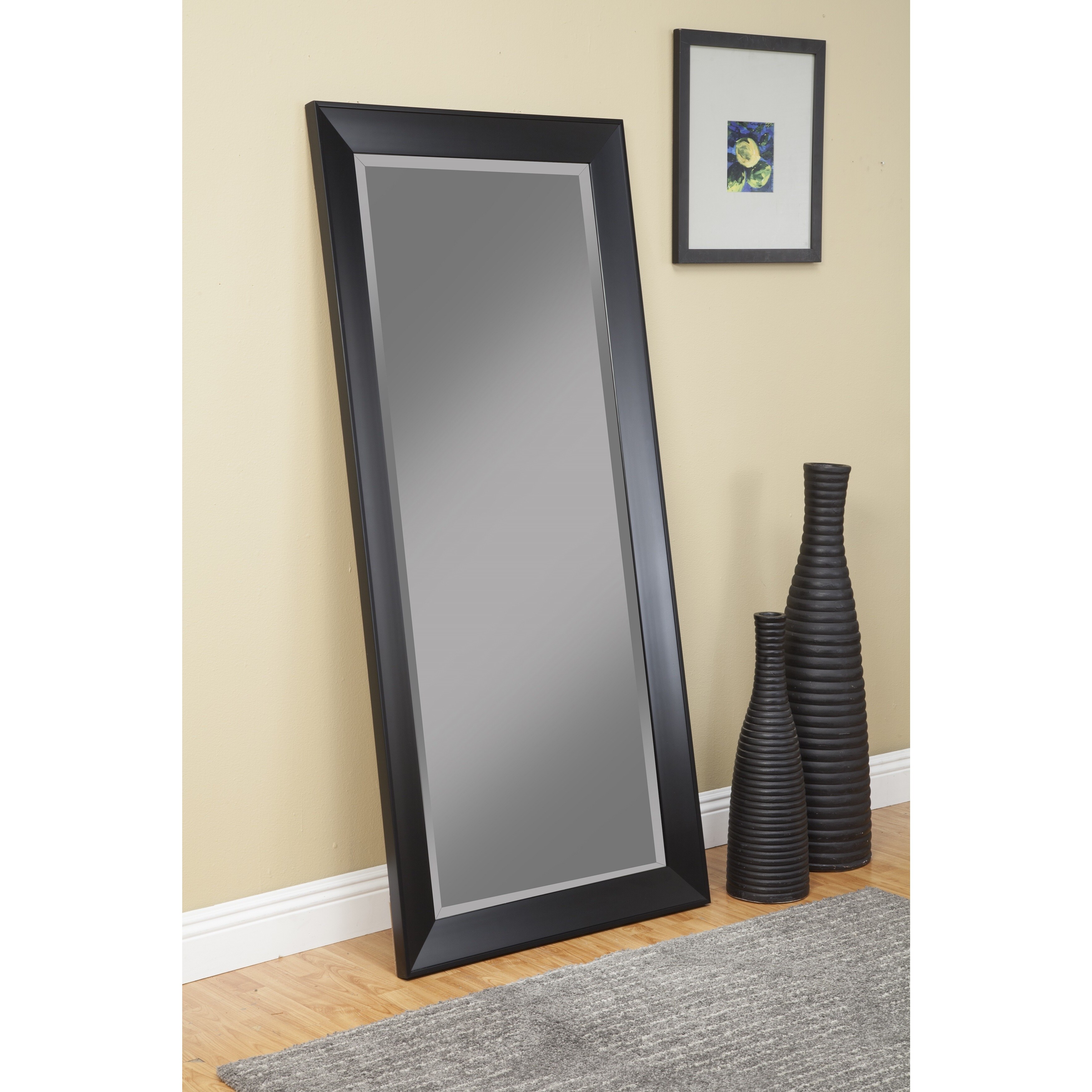 Sandberg Furniture Mid Century Modern Black Full Length Leaner Mirror