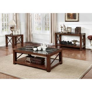 Furniture Of America Calrison Transitional Genuine Marble Top Brown Furniture Of America Calrison Transitional Genuine Marble Top Brown Cherry Coffee Table 2