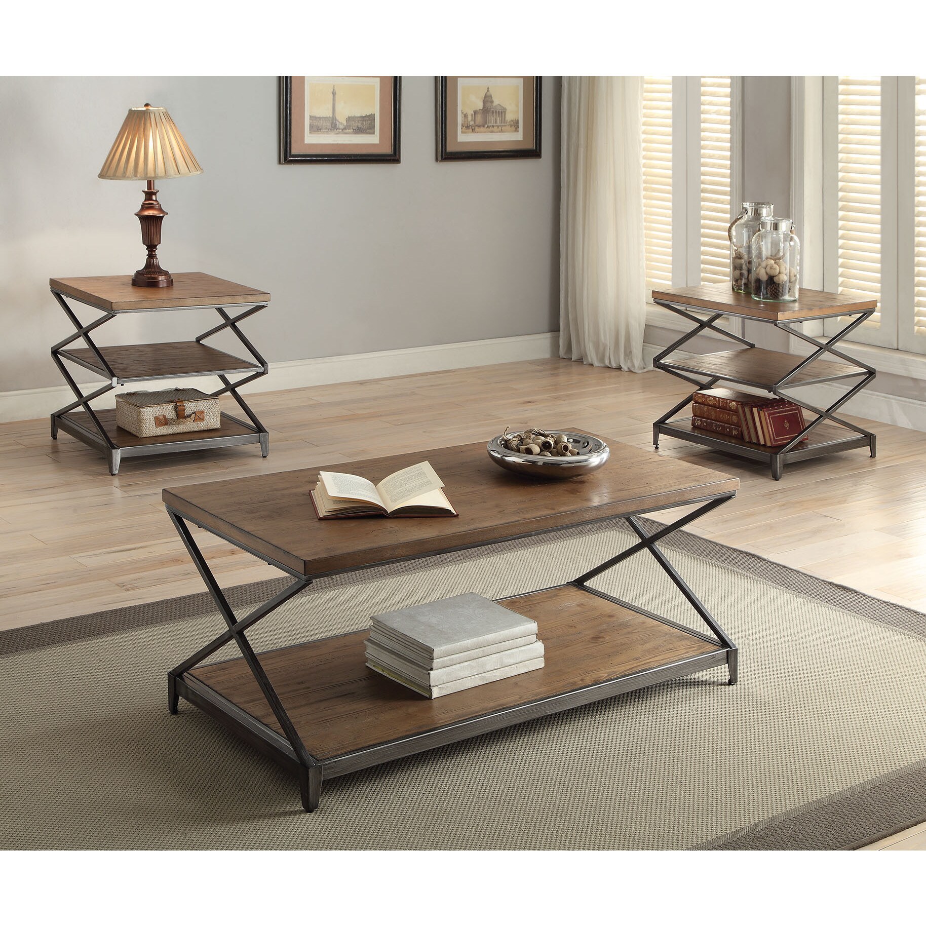 Acme Furniture Fabio Oak And Antique Black Coffee Table