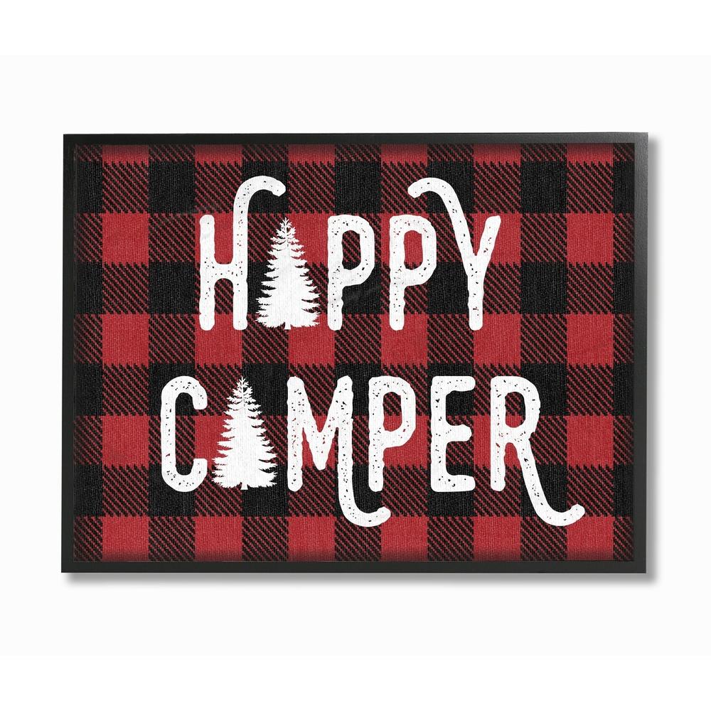 Stupell Industries  Happy Camper Red Black Framed Giclee Art