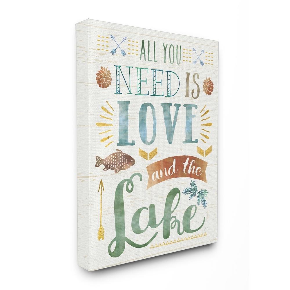 Stupell Industries All You Need is Love and The Lake Stretched Canvas Wall Art