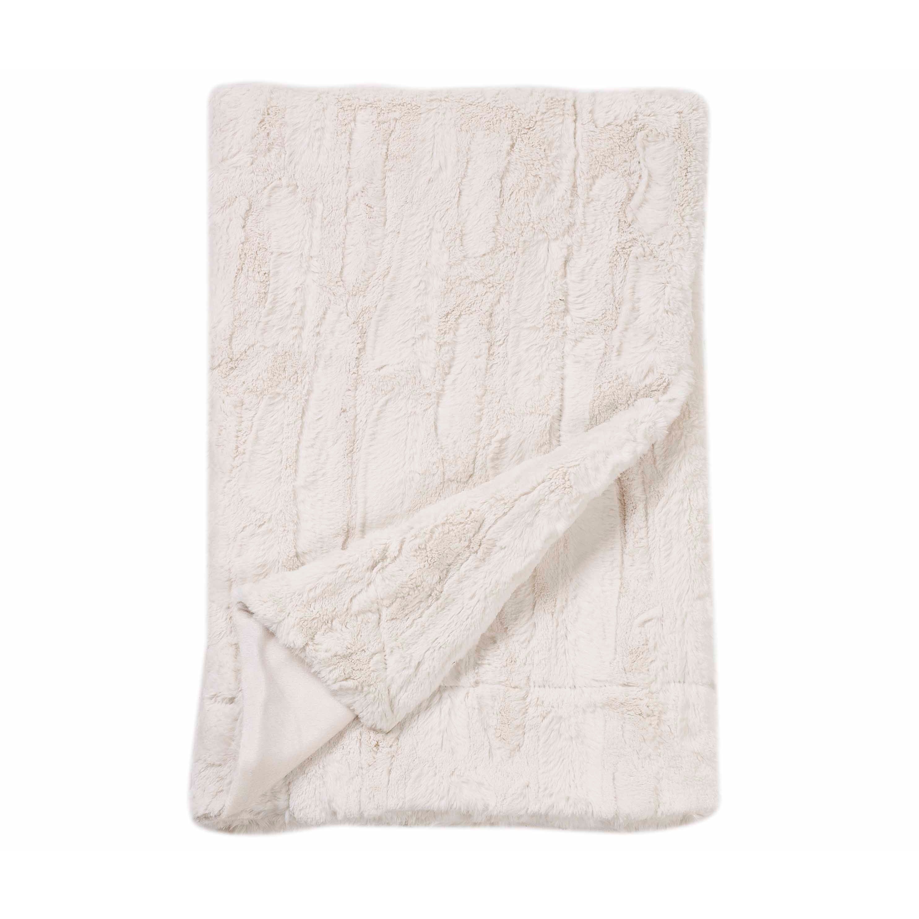 cathay home Luxe Embossed Faux Fur Throw Faux Mink