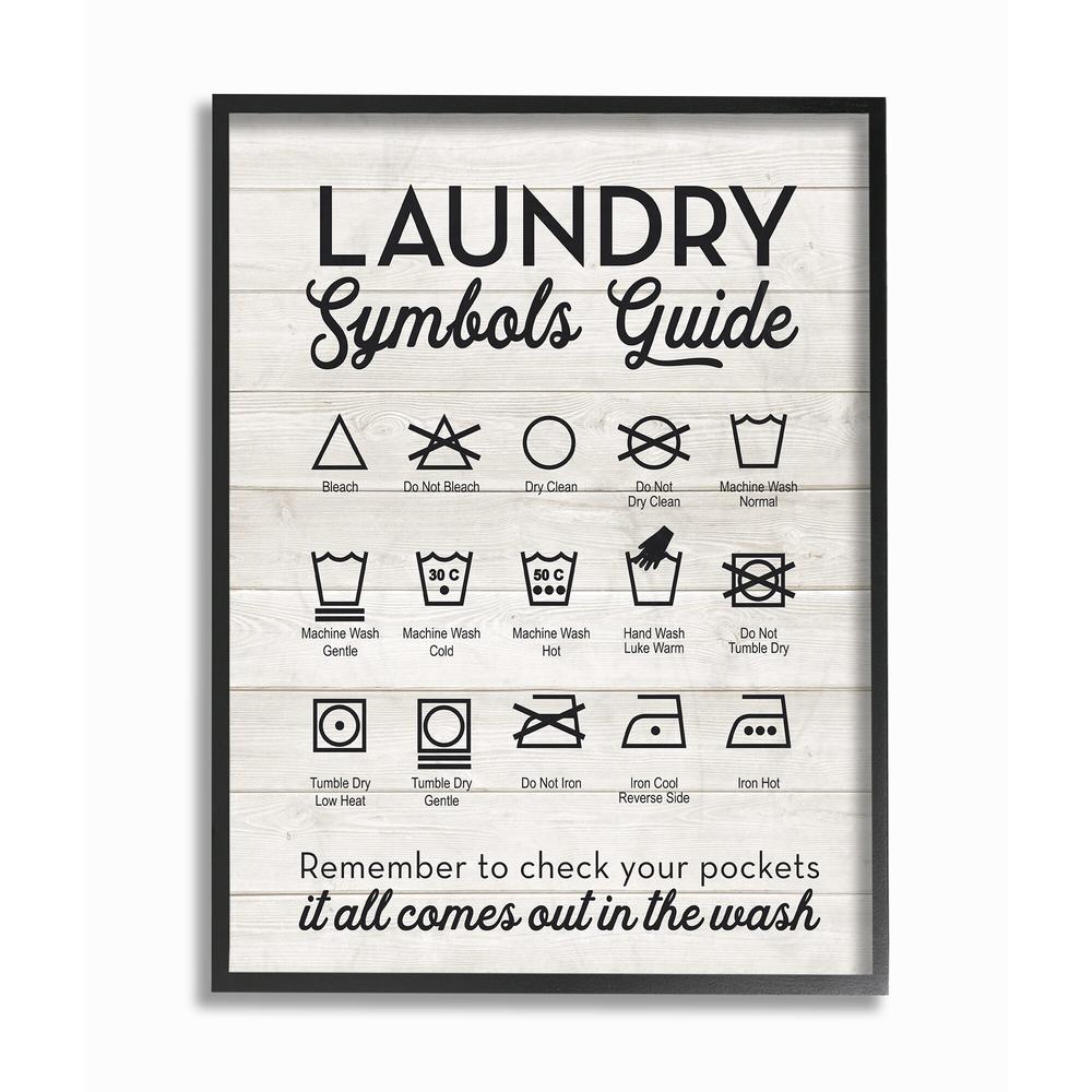 Stupell Laundry Symbols Guide Typography  Framed Giclee Texturized Art