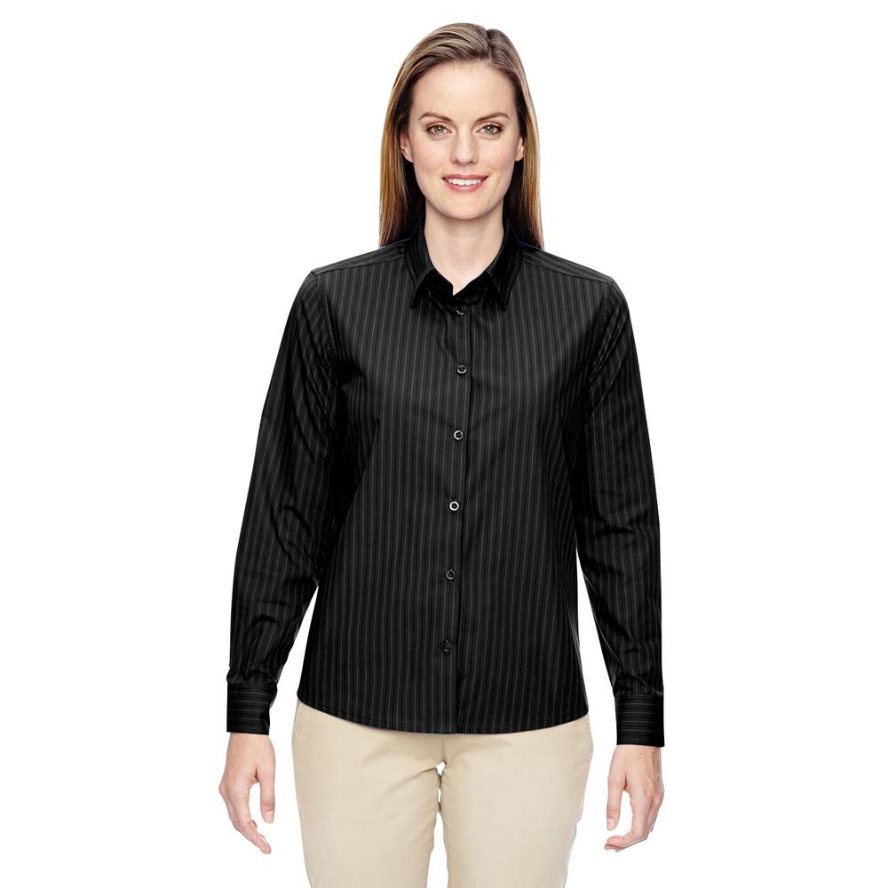 &nbsp; Align Women's Wrinkle-Resistant Cotton Blend Vertical Striped Dress Black 703 Shirt
