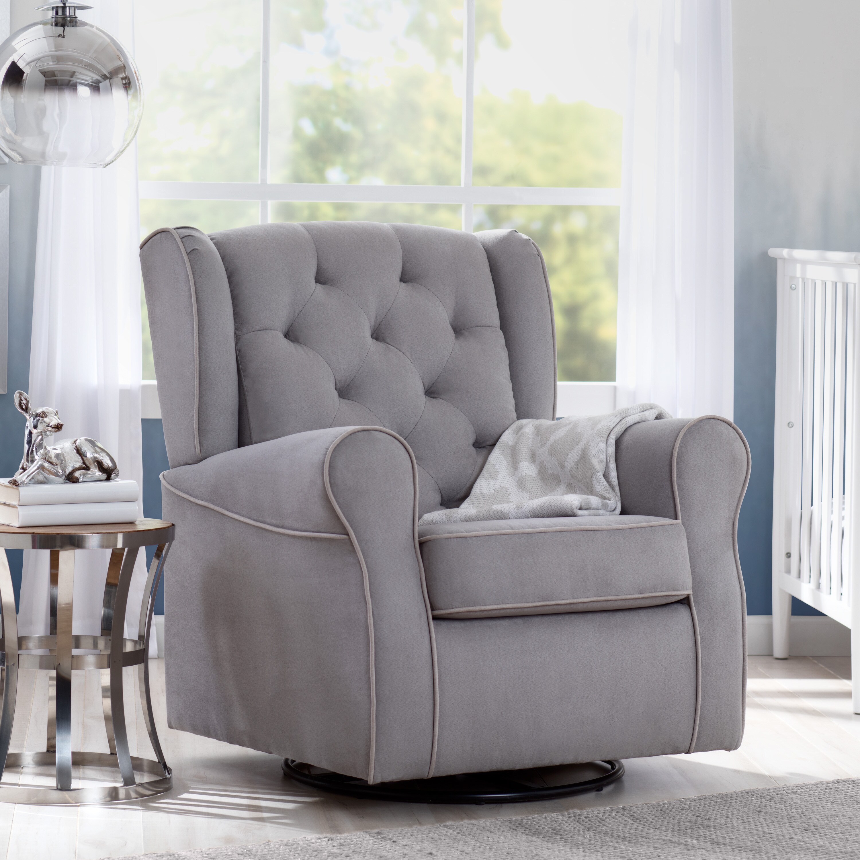 508210 036 Delta Children Emerson Nursery Glider Swivel Rocker Delta Children Emerson Nursery Glider Swivel Rocker Chair Dove Grey With Soft