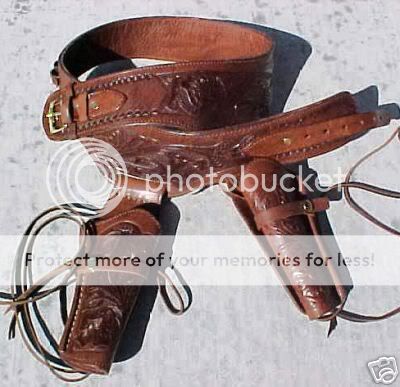 GUNS4US Inc. NEW! Brown Double Leather 38/357 cal Holster Western Cowboy Rig. In 38/357 cal Ammo Loops *** at Sears.com