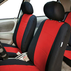 FH Group Car Seat Cover Neoprene Waterproof Pet Proof Full Set 2 Headrest Red