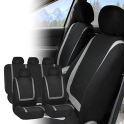 FH Group Full Car Seat Covers Set Gray Black For Auto Truck SUV