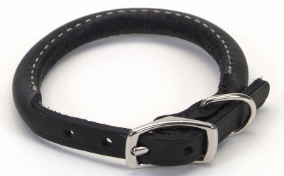 Circle T Black Rolled Leather Dog Collar - 16 in.