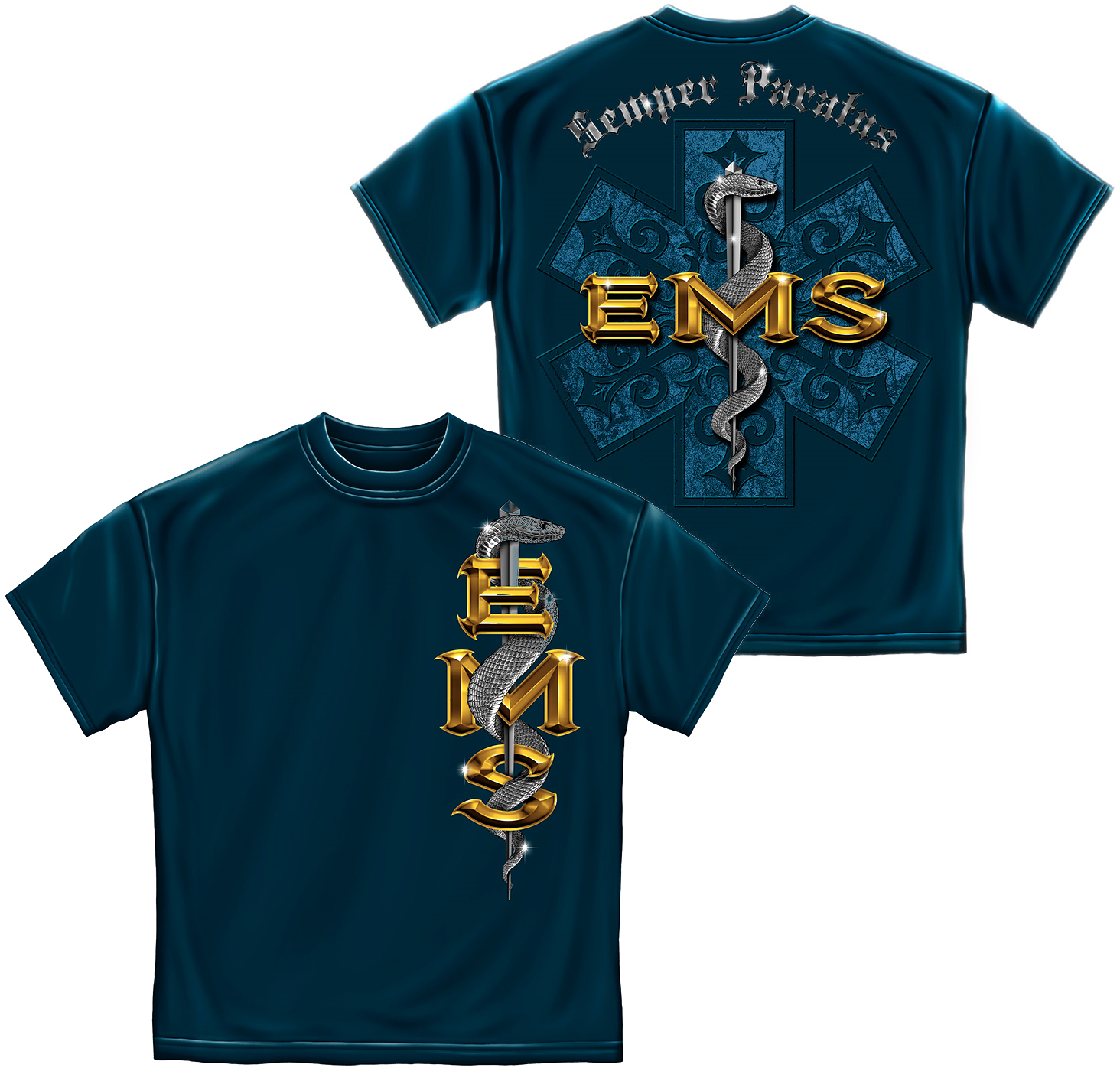 Erazor Bits EMS EMT Semper Paratus Emergency Services T-Shirt by Erazor Bits, Navy Blue Erazor Bits EMS EMT Semper Paratus Emergency Services T-Shirt by Erazor Bits, Navy Blue