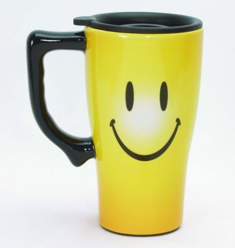 SPOONTIQUES Happy Smiling Smiley Face Coffee Travel Mug SPOONTIQUES Happy Smiling Smiley Face Coffee Travel Mug