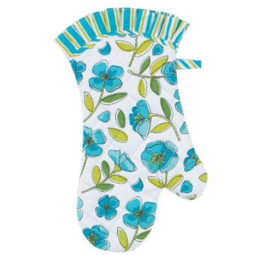 Kay Dee Sarahs Blue Garden Floral Print Ruffled Stripe Kitchen Oven Mitt at Sears.com