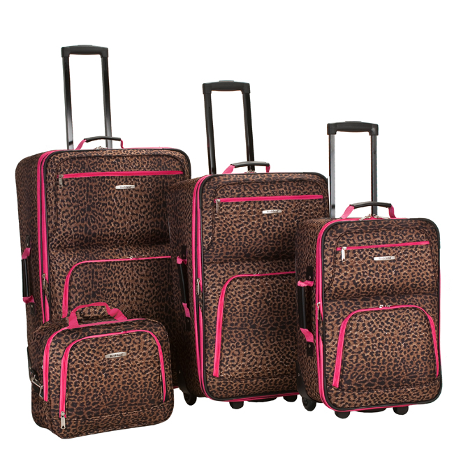 Rockland Expandable 4-Piece Luggage Set - Pink Leopard Pattern at Sears.com