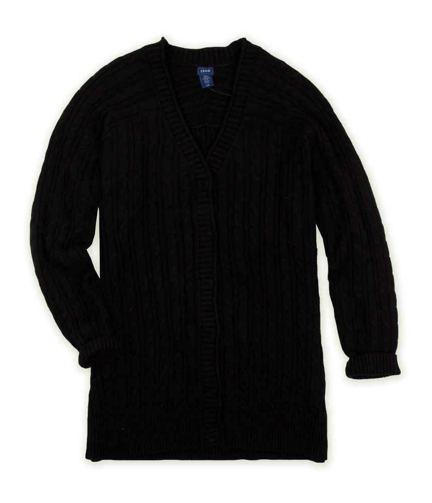 Izod IZOD Womens Button Front Deep V Cable Knit Cardigan Sweater Izod IZOD Womens Button Front Deep V Cable Knit Cardigan Sweater