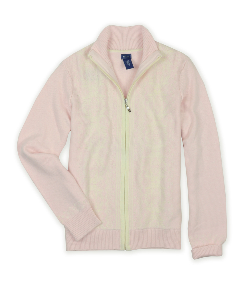Izod IZOD Womens Full Zip Snowflake Knit Sweater Izod IZOD Womens Full Zip Snowflake Knit Sweater