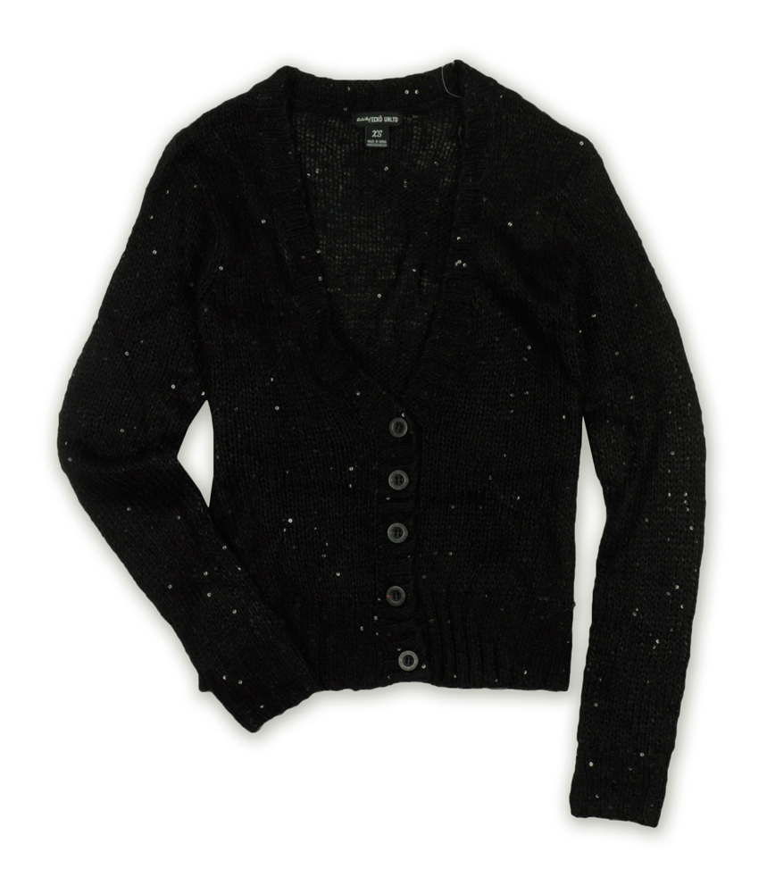 Ecko Unltd. Ecko Unltd. Womens Sequined Button Front Cardigan Sweater Ecko Unltd. Ecko Unltd. Womens Sequined Button Front Cardigan Sweater
