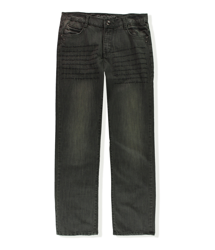 Smash Mens Embellished Distressed Straight Leg Jeans Smash Mens Embellished Distressed Straight Leg Jeans