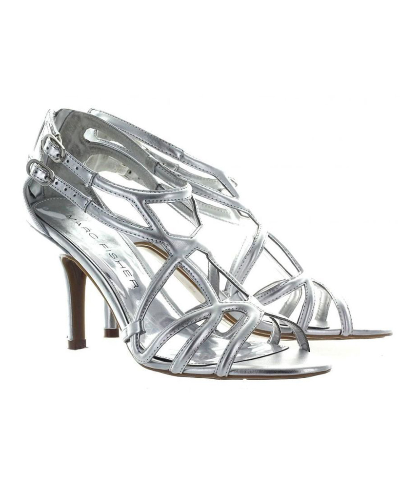 Marc Fisher Marc Fisher Womens Silver Strappy Comfort Heels Marc Fisher Marc Fisher Womens Silver Strappy Comfort Heels