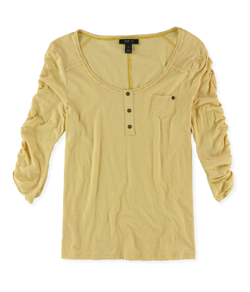 Style&co. Womens Stripe Faux Henley Shirt Style&co. Womens Stripe Faux Henley Shirt